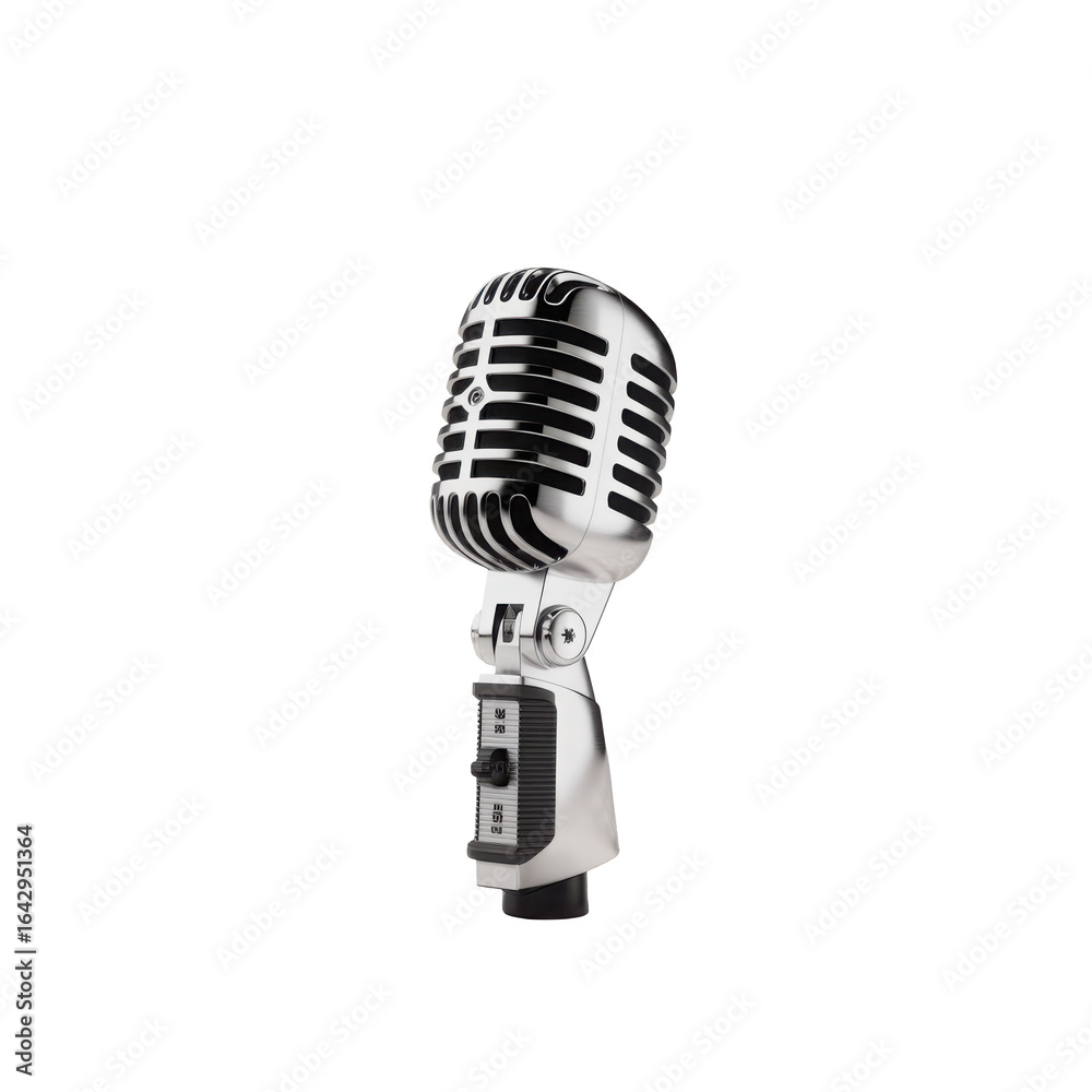 Fototapeta premium Vintage silver microphone isolated on transparent background