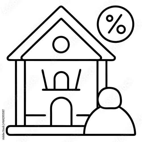 Loan Interest Rate Icon Line Art