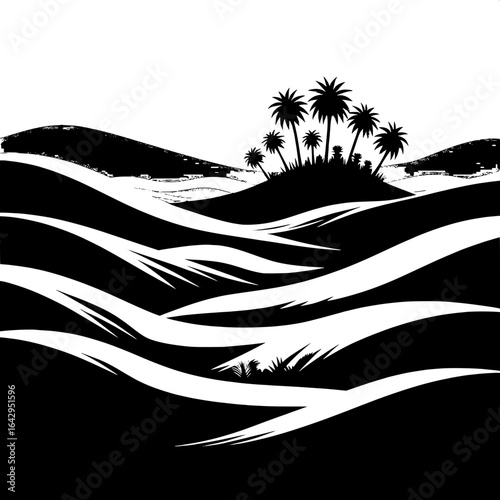 Sand Dunes with Palm Oasis