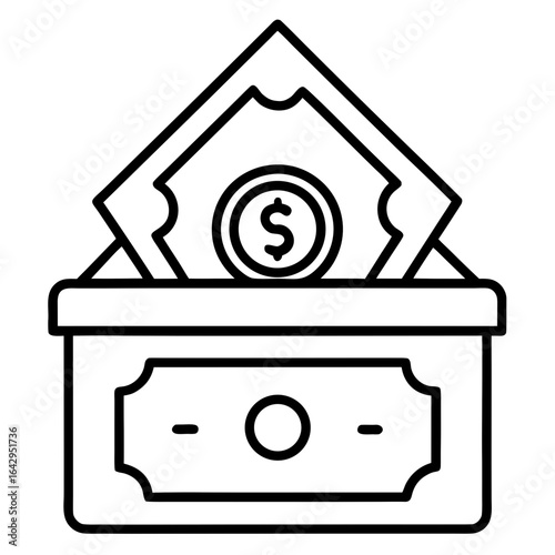 Money Deposit Icon Line Art