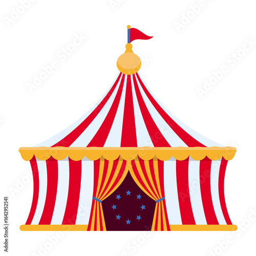 Vintage circus tent with a flag. Vector illustration