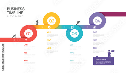 Business timeline infographic template. Modern milestone element timeline diagram calendar and 4 quarter steps, vector infographics.