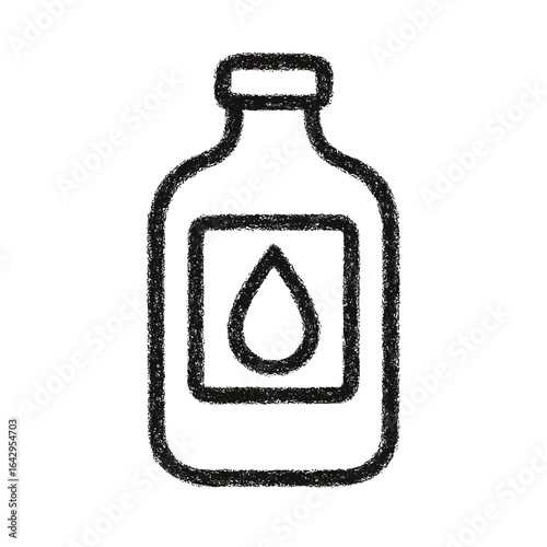Bottle of massage oil in minimalist style with droplet design  