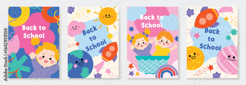 Back to school vector poster. Study Background design with children and education school supplies element. Kids hand drawn flat design for poster, wallpaper, website and cover template.
