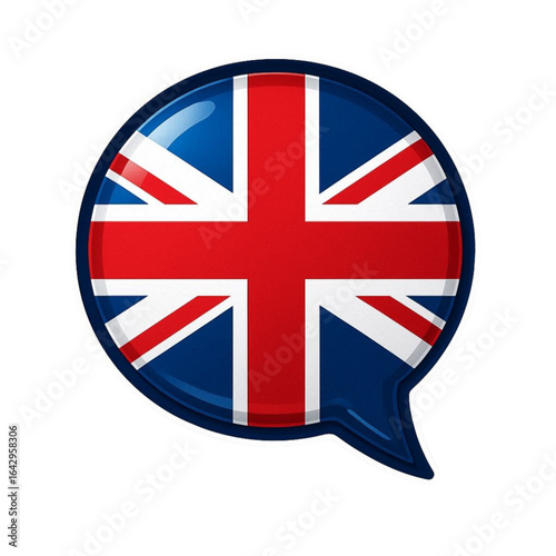 United Kingdom flag in speech bubble icon design  