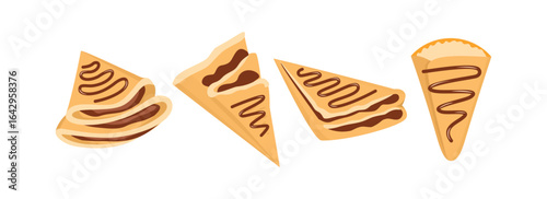 Chocolate crepe illustration. Crepe food. Crepe clip art. Food design. Pancake chocolate. Collection of crepe illustration.