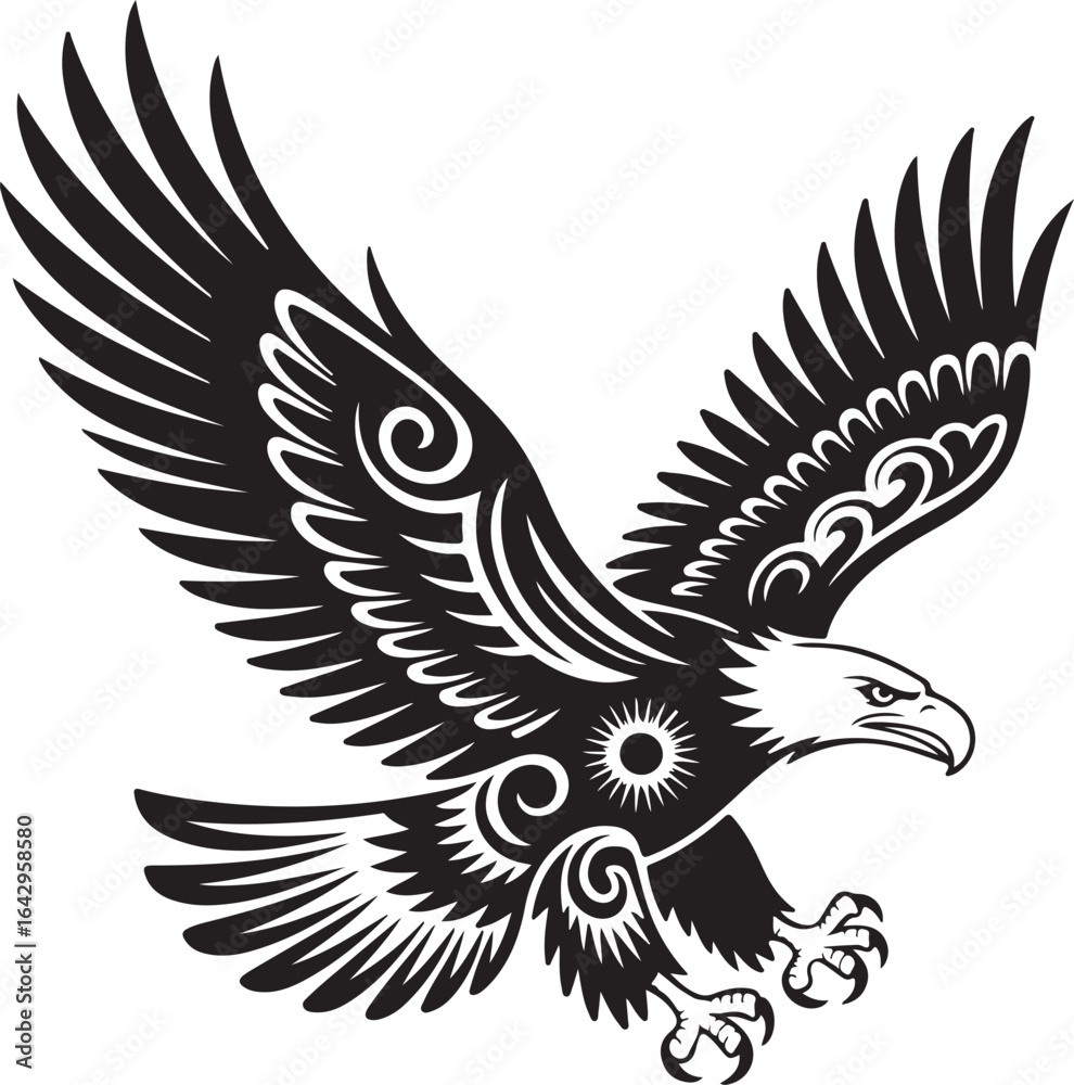 Fototapeta premium Majestic Eagle in Flight A Bold and Striking Vector Illustration of American Power and Freedom Symbolism A Timeless Emblem