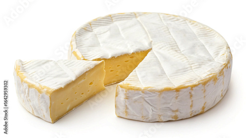 Slice of Brie Cheese – Dairy, Soft, Creamy, White, Gourmet, French, Food, Snack, Rich, Delicious, Cuisine, Elegant, Organic, Fresh, Appetizer, Cheese Wheel, Artisan, Delicacy