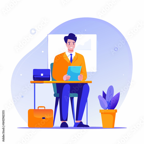 A person preparing for a job interview. Cartoon vector illustration on white background.