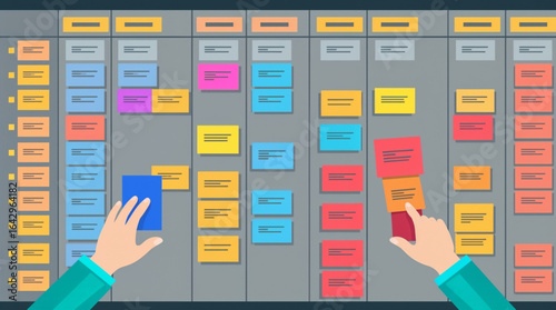 Kanban Board Project Management Workflow Illustration
