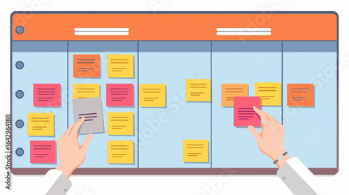 Kanban Board Project Management Workflow Illustration