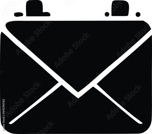 Simple silhouette of a closed envelope with two small dots on top representing a mailbox