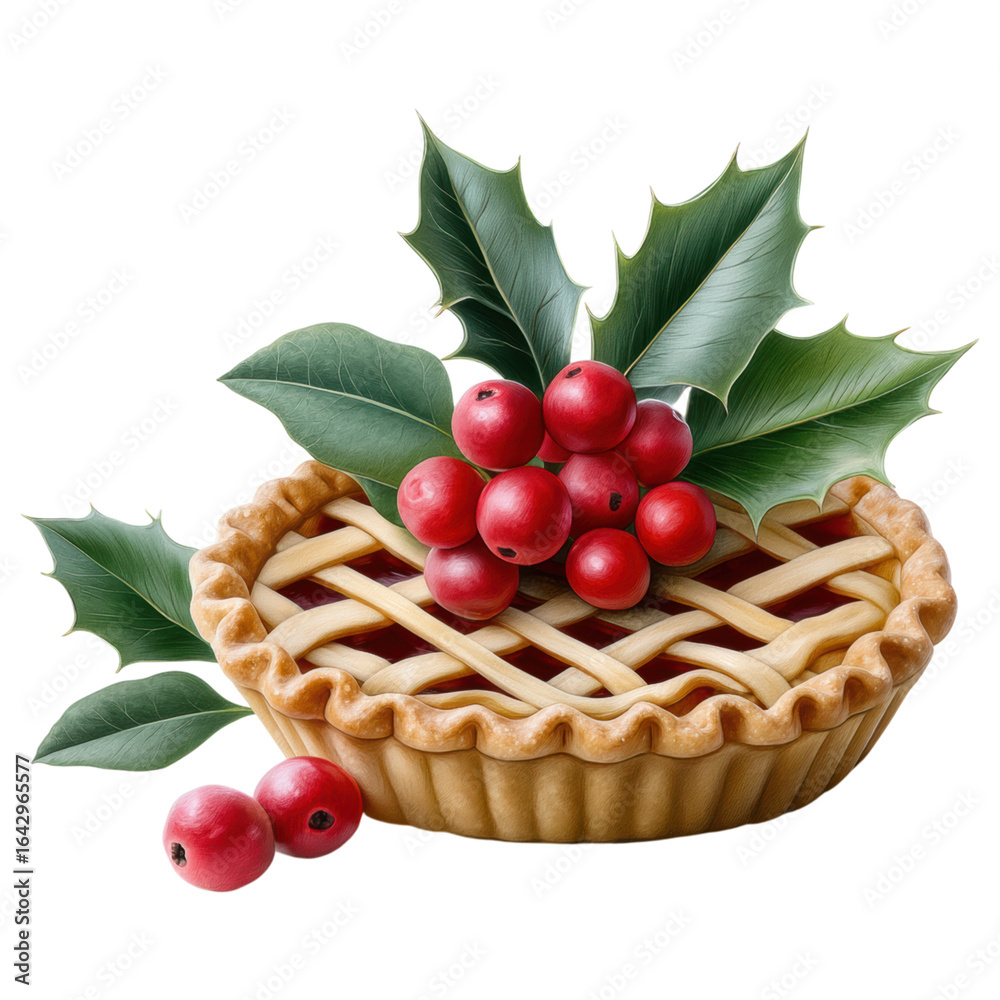 custom made wallpaper toronto digitalChristmas pie decorated with red berries and green holly leaves creates festive props for holiday celebrations and seasonal dessert enjoyment