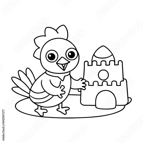 Bear Playing Hide and Seek Line Art Drawing