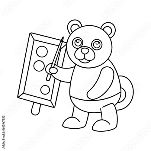 black outline printable bear roasting marshmallows