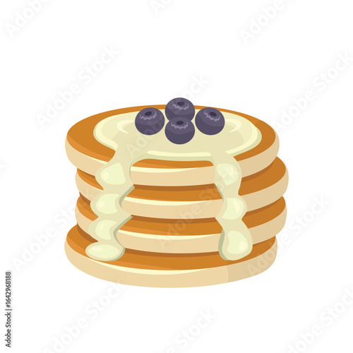 Blueberry milk pancake. Home made pancake. Delicious dessert food. Street food.