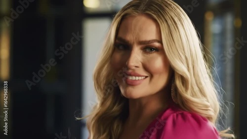 Wallpaper Mural Woman portrait magenta dress Torontodigital.ca