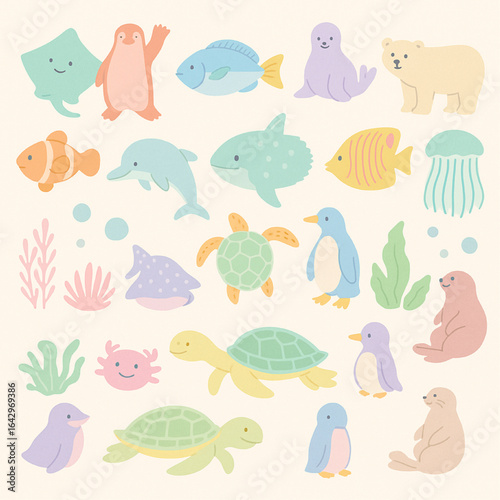 パステル　水族館のいきもの