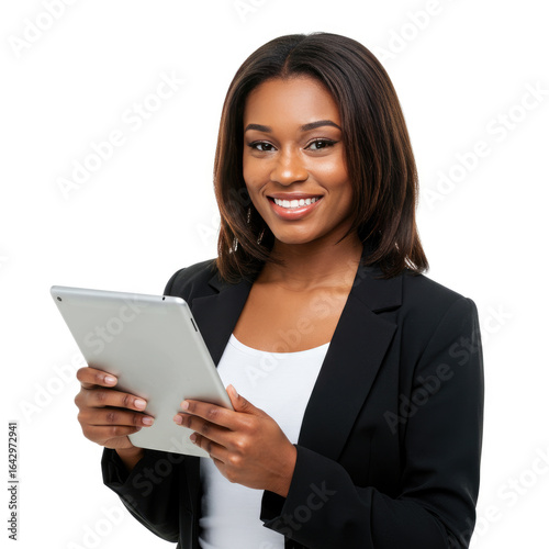 Professional Woman Talking On Phone While Writing Notes, White Background