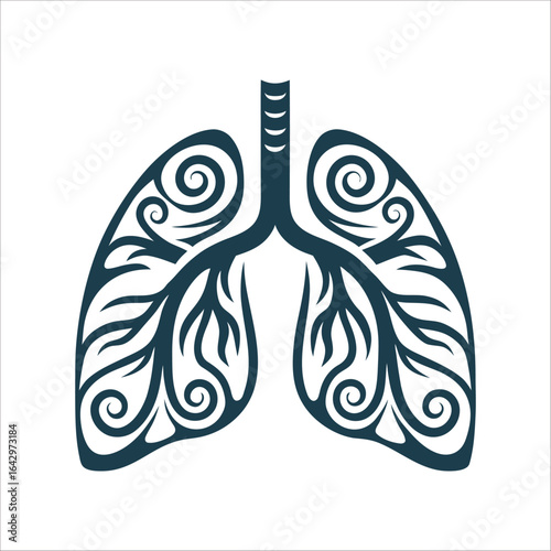 Stylized Lungs Illustration: Respiratory Health Concept Respiratory Trainer Lungs with airflow swirls