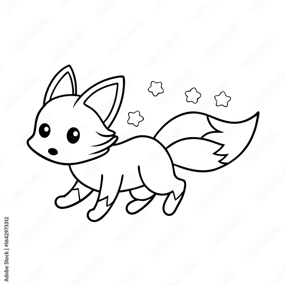 Obraz premium Printable fox picking berries outline