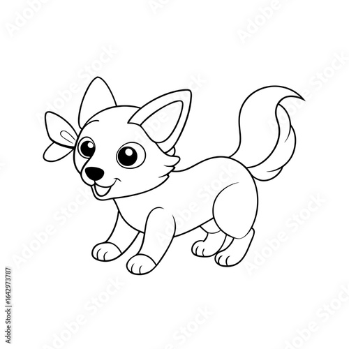 black outline printable puppy digging hole