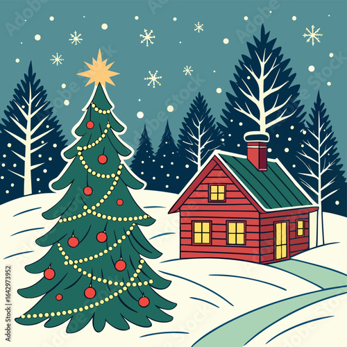 Christmas winter landscape background design for invitation, cards, social post, ad, cover, sale banner and invitation