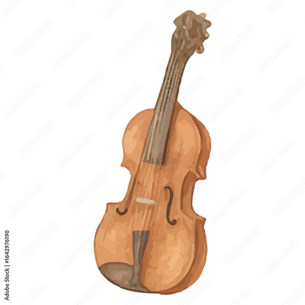 Fototapeta premium Classic Violin Illustration – Hand-Drawn Wooden String Instrument with Curved Body