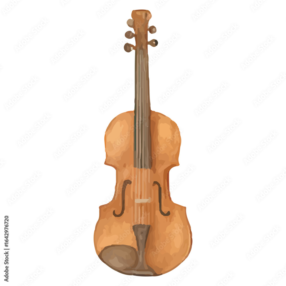 Obraz premium Violin Illustration – Hand-Drawn Classical String Instrument with Wooden Body and Four Pegs