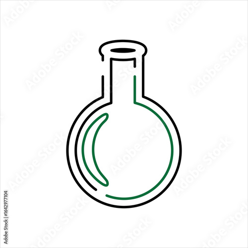 Round Bottom Flask with Green Liquid Outline