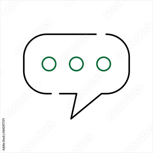 Green Dots and Black Outline Speech Bubble Icon