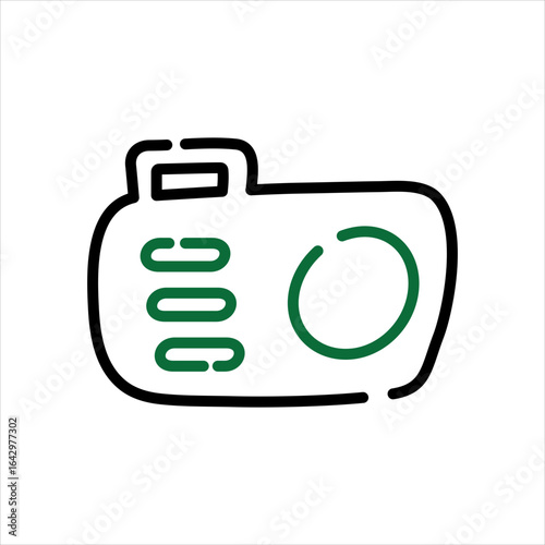 Green Rings and Black Outline Camera Icon 