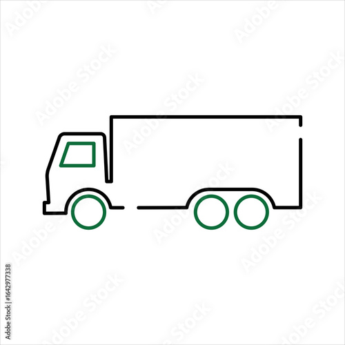 Green Wheels and Black Outline Delivery Truck Icon