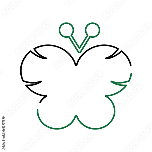 Green Antennae and Black Outline Butterfly Icon 
