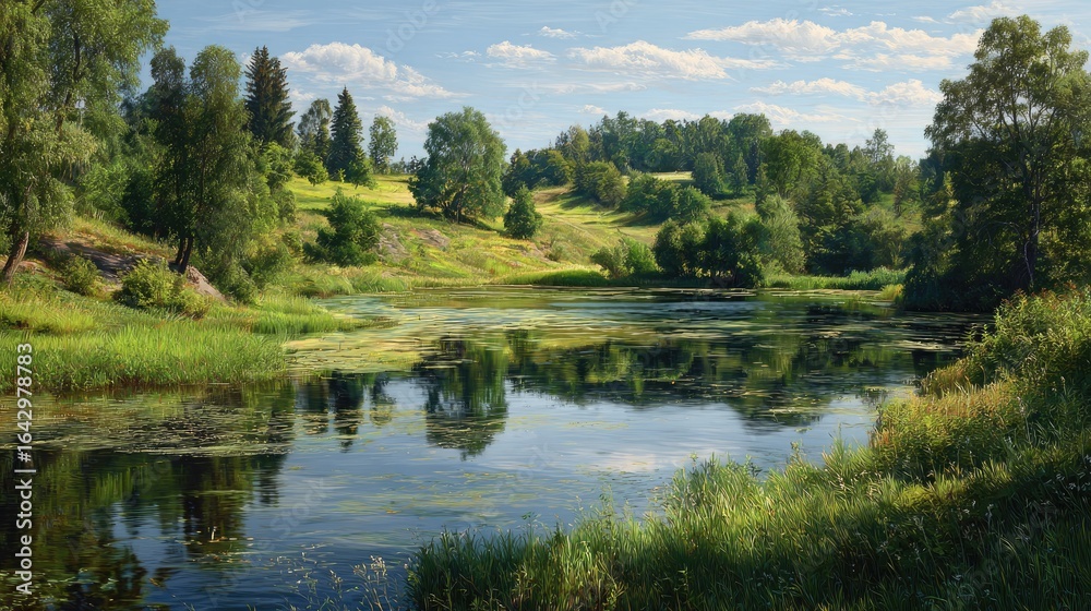 Fototapeta premium Tranquil Waterside Scene