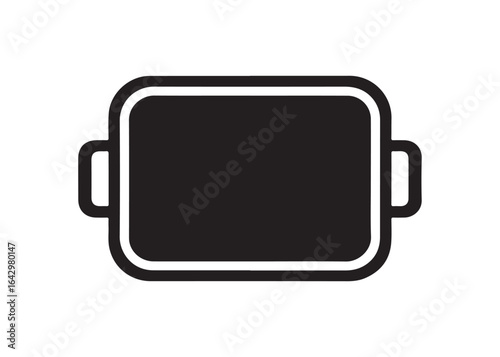 Simple Black and White Baking Tray Icon: Minimalist Design for Website or App.