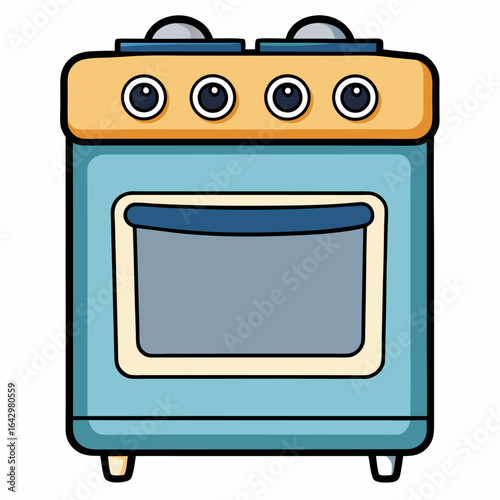 Retro style stove cartoon oven cooking appliance