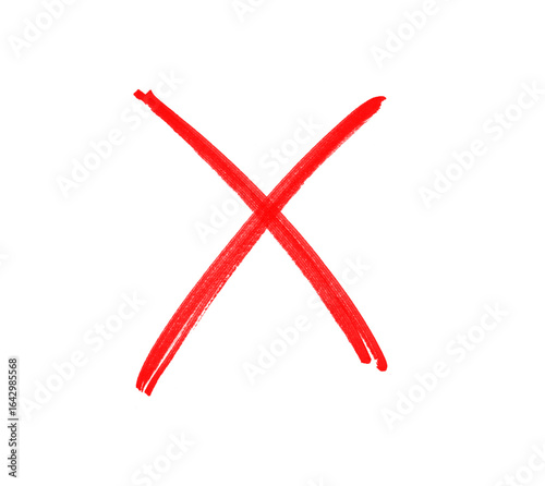 Red cross sign on transparent background, Red cross marker png. Red cross marker isolated on a white background. hand-drawn red cross marker.	