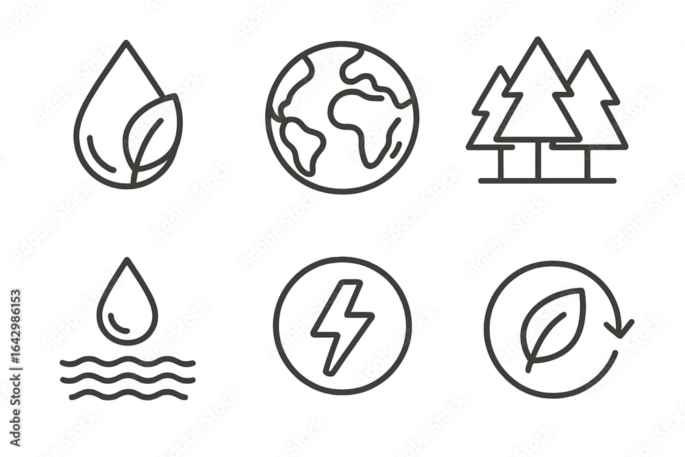 Obraz premium Eco-friendly icons representing nature, sustainability, and renewable energy
