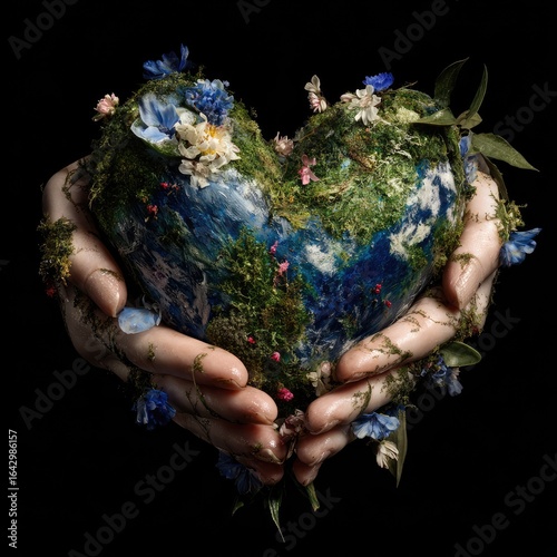 Earth heart held in loving hands