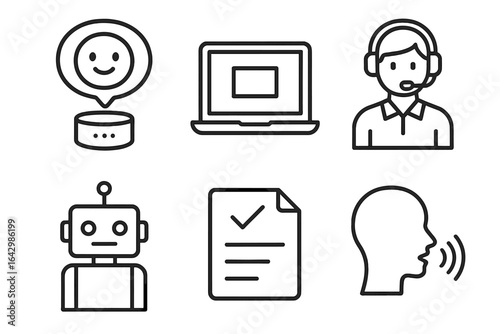 Chatbot and ai technology icons: voice, robot, and virtual assistance