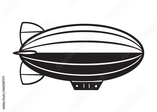 Vintage Airship Illustration: Black and White Graphic Design, Retro Travel Concept.
