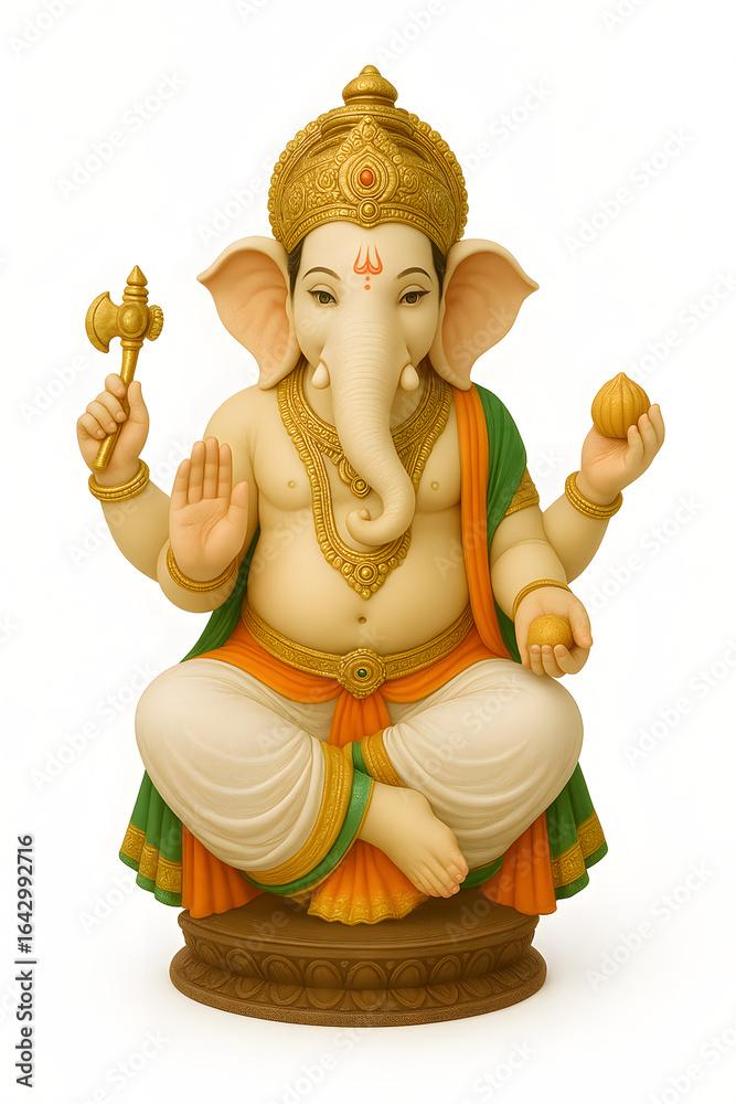 Obraz premium Lord Ganesha Beautiful Statue Image on White Background