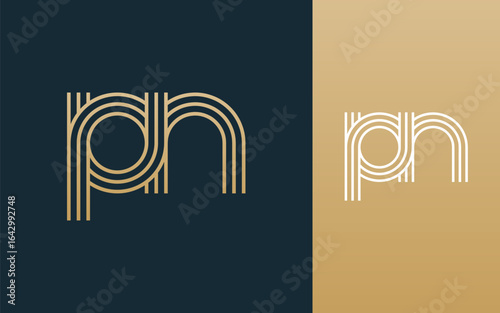 Modern elegant pn letter logo design vector illustration