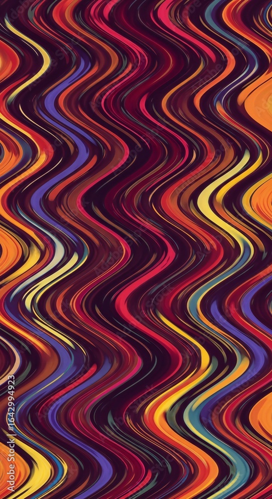 Obraz premium Vibrant Abstract Waves Pattern Background, Modern Colorful Design
