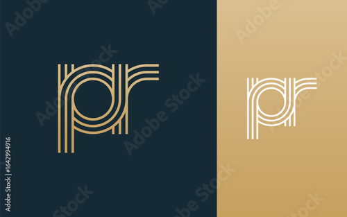 Modern elegant pr letter logo design vector illustration
