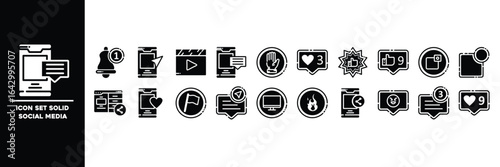 Solid Icon Collection Representing Social Media Notifications and Activities.