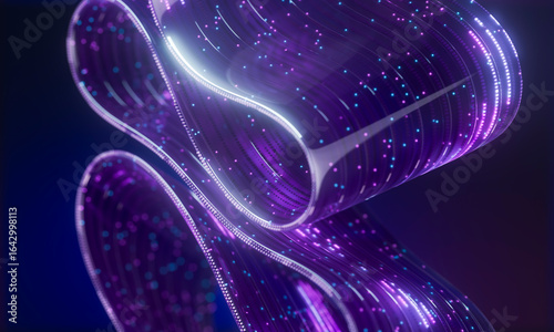 Neon 3d data stream with optical fiber and quantum processing concept