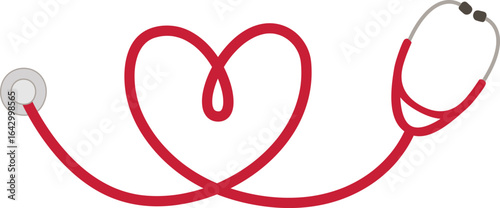 vector illustration of heart shaped red stethoscope