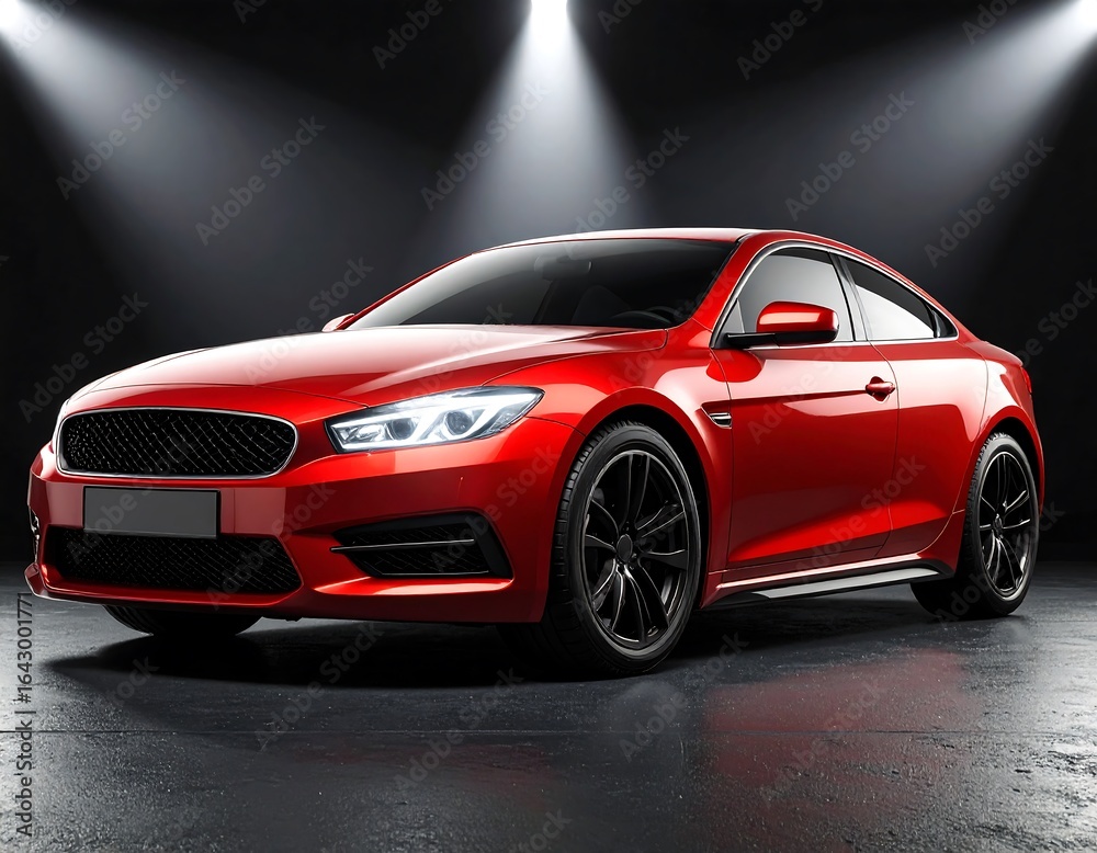 Obraz premium Red sports car in spotlight (1)